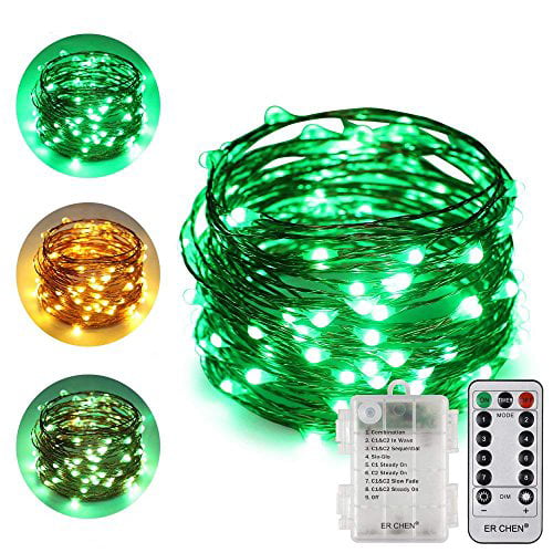 33FT 100 LEDs Color Changing Dimmable 8 Modes Copper Wire Fairy Lights with Remote Timer for Indoor Outdoor Christmas ErChen Battery Powered Dual-Color Led String Lights Warm White, Blue